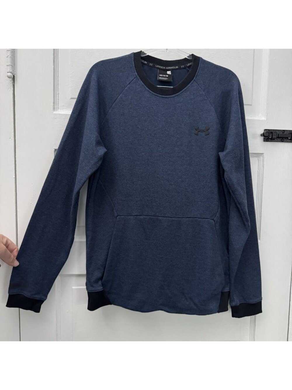 Under Armour ColdGear Men’s M Blue Fitted Crewneck Sweatshirt Kangaroo Pocket